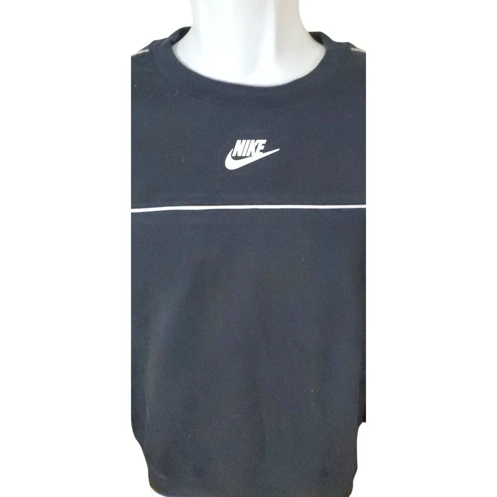 Nike Unisex Black Crewneck Sweatshirt‎ With White Stripe Detail & Logo
